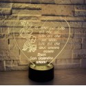LAMPADA PLEXIGLASS LUME REGALO SAN VALENTINO LUCE LED RGB CAVO USB E BATTERIE