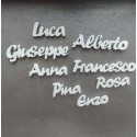 NOMI SEGNAPOSTO COMUNIONE BATTESIMO MATRIMONIO CALAMITA PLEXIGLA REGALO BOMBONIERE