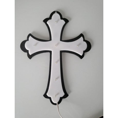 CROCE PLEXIGLASS BICOLORE 7 LED LUCE BIANCA CON BATTERIE