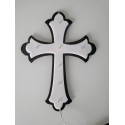 CROCE PLEXIGLASS BICOLORE 7 LED LUCE BIANCA CON BATTERIE