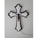 CROCE PLEXIGLASS BICOLORE 5 LED E CRISTO LUCE BIANCA CON BATTERIE