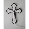 CROCE PLEXIGLASS BICOLORE 5 LED E CRISTO LUCE BIANCA CON BATTERIE