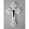 CROCE IN PLEXIGLASS 5 LED LUCE BIANCA E CRISTO CON BATTERIE