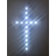 CROCE IN PLEXIGLASS 14 LED LUCE BIANCA CON BORDO EFFETTO GLITTER A BATTERIA