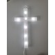 CROCE RIFLESSO IN PLEXIGLASS TRASPARENTE E BIANCO LUCE LED E BATTERIE