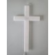 CROCE RIFLESSO IN PLEXIGLASS TRASPARENTE E BIANCO CON CRISTO LUCE LED E BATTERIE