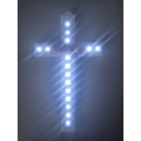 CROCE PLEXIGLASS PERSONALIZZATA 16 LED LUCE BIANCA CON BATTERIE