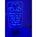 LAMPADA IN PLEXIGLASS REGALO FESTA DONNA MAMMA AMORE PERSONALIZZATA LUCE LED RGB