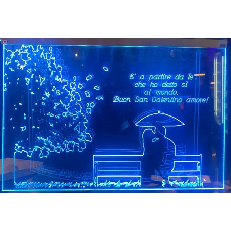 OUADRO IN PLEXIGLASS REGALO FESTA AMORE SAN VALENTIN PERSONALIZZATA LUCE LED RGB