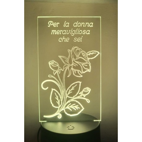 LAMPADA IN PLEXIGLASS REGALO FESTA DONNA MAMMA AMORE PERSONALIZZATA LUCE LED RGB