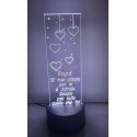 LAMPADA IN PLEXIGLASS REGALO FESTA DEL PAPA' CUORE FRASI AMORE PERSONALIZZATA LUCE LED RGB