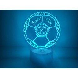 LAMPADA IN PLEXIGLASS REGALO FESTA DEL PAPA' TIFOSI NAPOLI PALLONE SQUADRA PERSONALIZZARE LUCE LED RGB