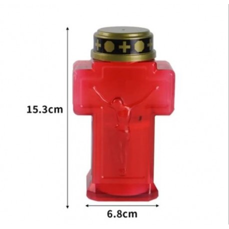 LUMINO VOTIVO CIMITERIALE A LED EFFETTO FIAMMA CON BATTERIE 2AA E INTERRUTTORE