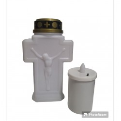 LUMINO VOTIVO CIMITERIALE A LED EFFETTO FIAMMA CON BATTERIE 2AA E INTERRUTTORE