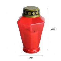 LUMINO VOTIVO CIMITERIALE A LED EFFETTO FIAMMA CON BATTERIE 2AA E INTERRUTTORE