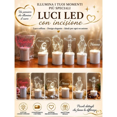 LUMINO VOTIVO A BATTERIE SACRO RELIGIOSO LUCI LED DA PERSONALIZZARE IDEA REGALO