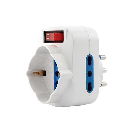 Tripla bipasso / schuko girevole con interruttore luminoso