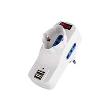Tripla schuko 2 entrate e USB + interruttore