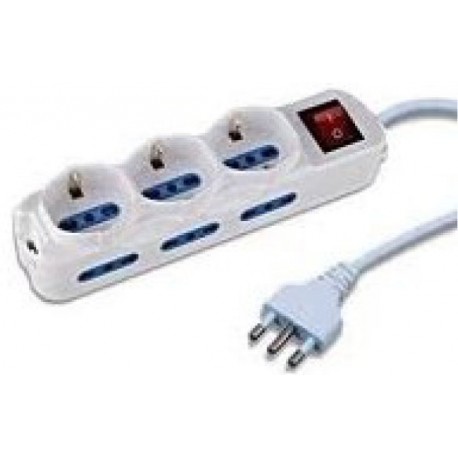 PRESA MULTIPLA COMPATTA 6 USCITE BIVALENTI 10/16A + 3 USCITE SCHUKO CON CAVO MT. 1.5 E SPINA 16A