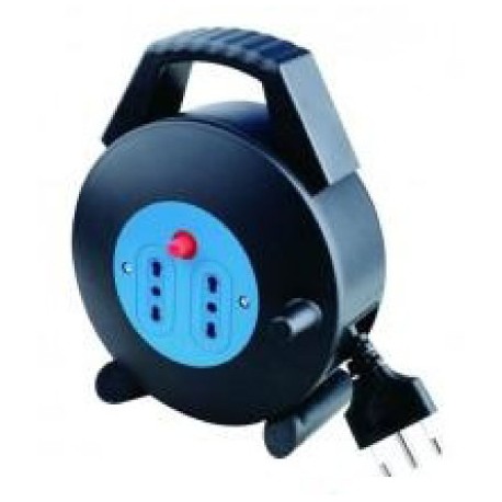 Avvolgicavo con sblocco  mt. 5 con 2 prese bivalenti