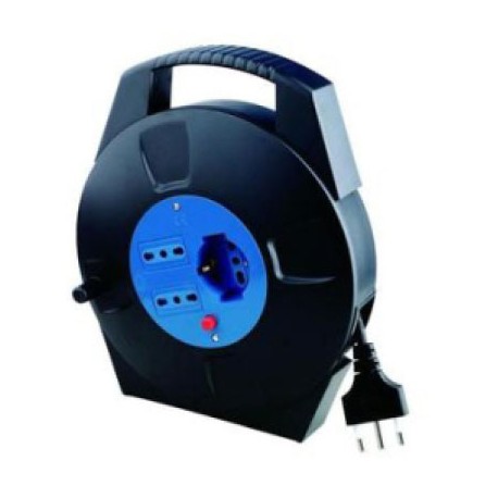 Avvolgicavo con sblocco mt. 10 con 2 prese bivalenti+1schuko+sblocco