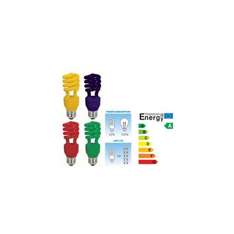 LAMPADA SPIRALE E14/E27 FLOURESCENTE COMPATTA COLORATA